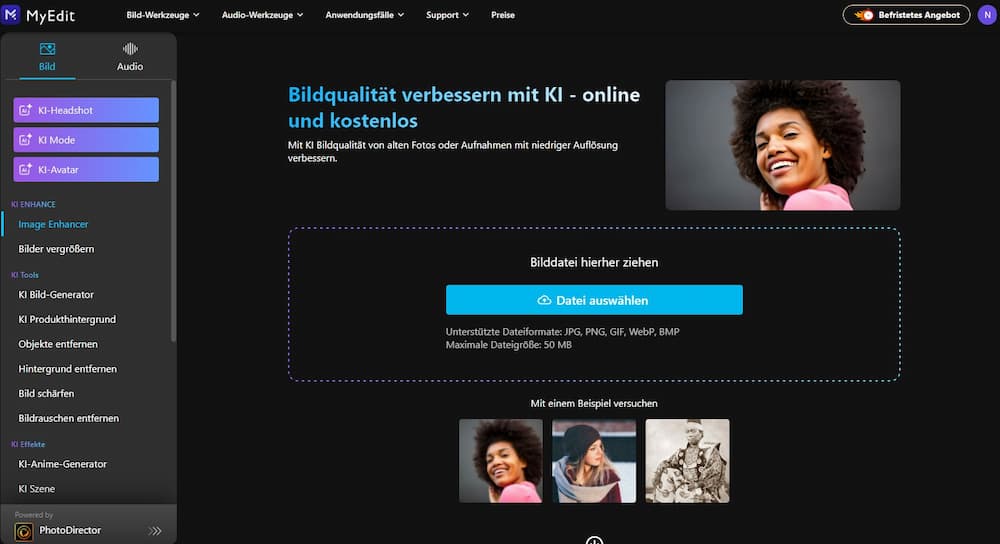 MyEdit - Bildqualität verbessern  UI